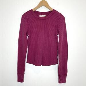 Free People We The Free Roll With It Thermal Long Sleeve Top Womens Small Purple